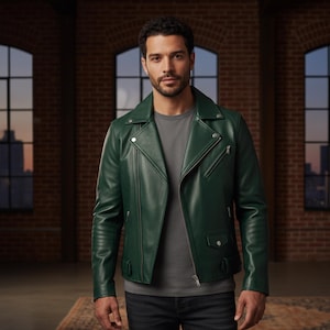 Mönster för unisex bikerjacka i PDF-format | Mönster för asymmetrisk dragkedja med bälte, sömnadsguide för fodrad skinnjacka, endast storlek L