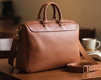 Leather Travel & Office Bag Pattern PDF – DIY Briefcase Template with Handles and Shoulder Strap