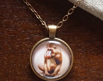 Ilustración del mono vidrio de 1 pulgada y collar colgante de metal (Mandrill)