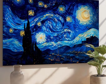 Vincent Van Gogh Inspired Tempered Glass Wall Art - Modern Glass Print Decor