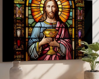 Vetrate artistiche in stile Gesù, in vetro temperato – Decorazione religiosa