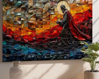 Quadro murale con immagine del Sacro Gesù su vetro temperato - Decorazione religiosa cristiana