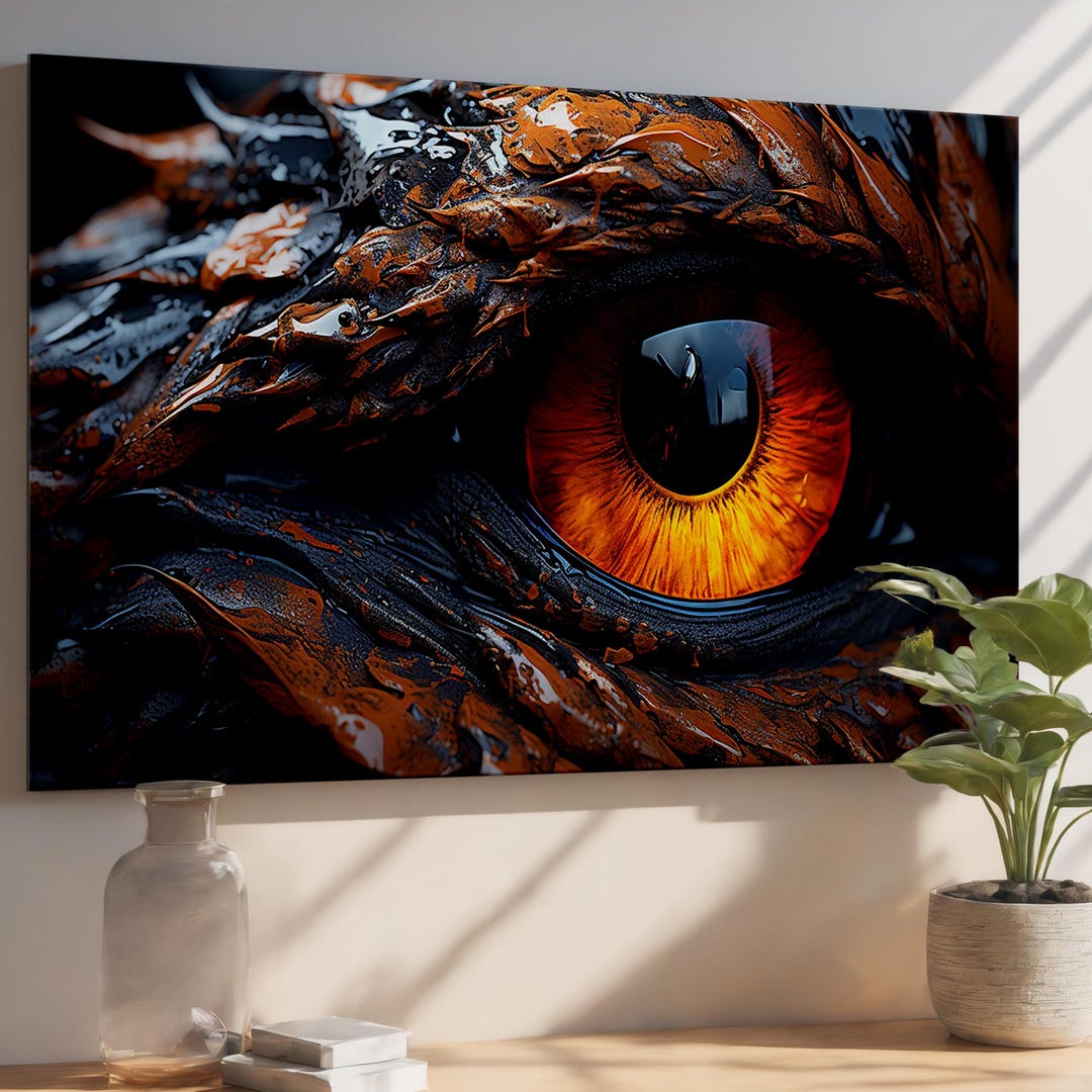 Dragon Eye Tempered Glass Wall Art – Fiery Fantasy Gothic Decor - Etsy