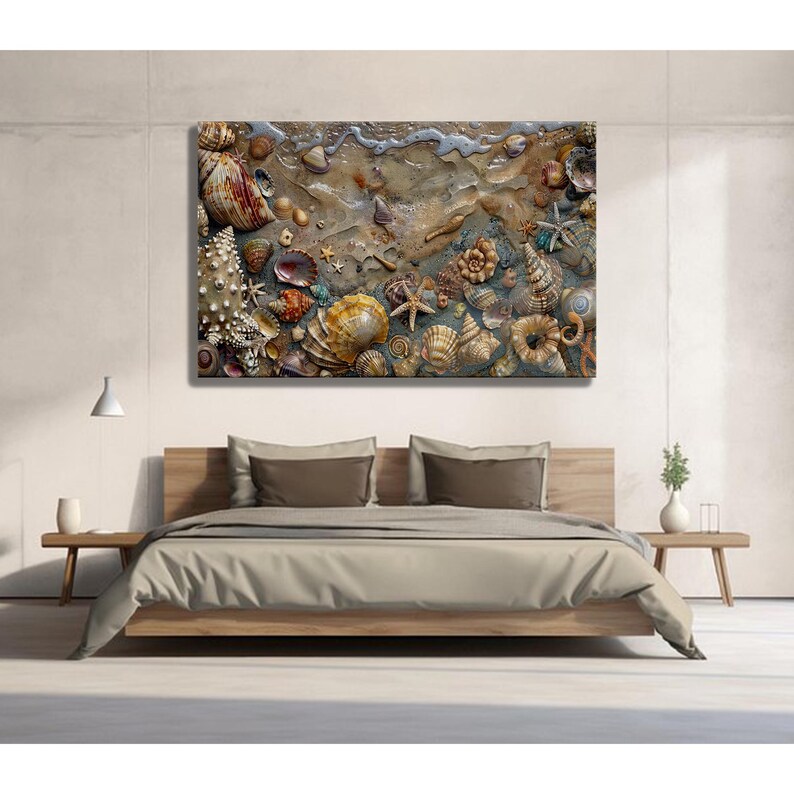 Starfish & Seashell Beach Tempered Glass Wall Art - Modern Coastal ...