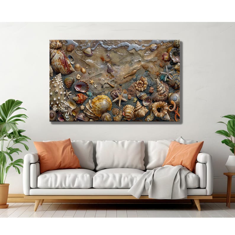 Starfish & Seashell Beach Tempered Glass Wall Art - Modern Coastal ...