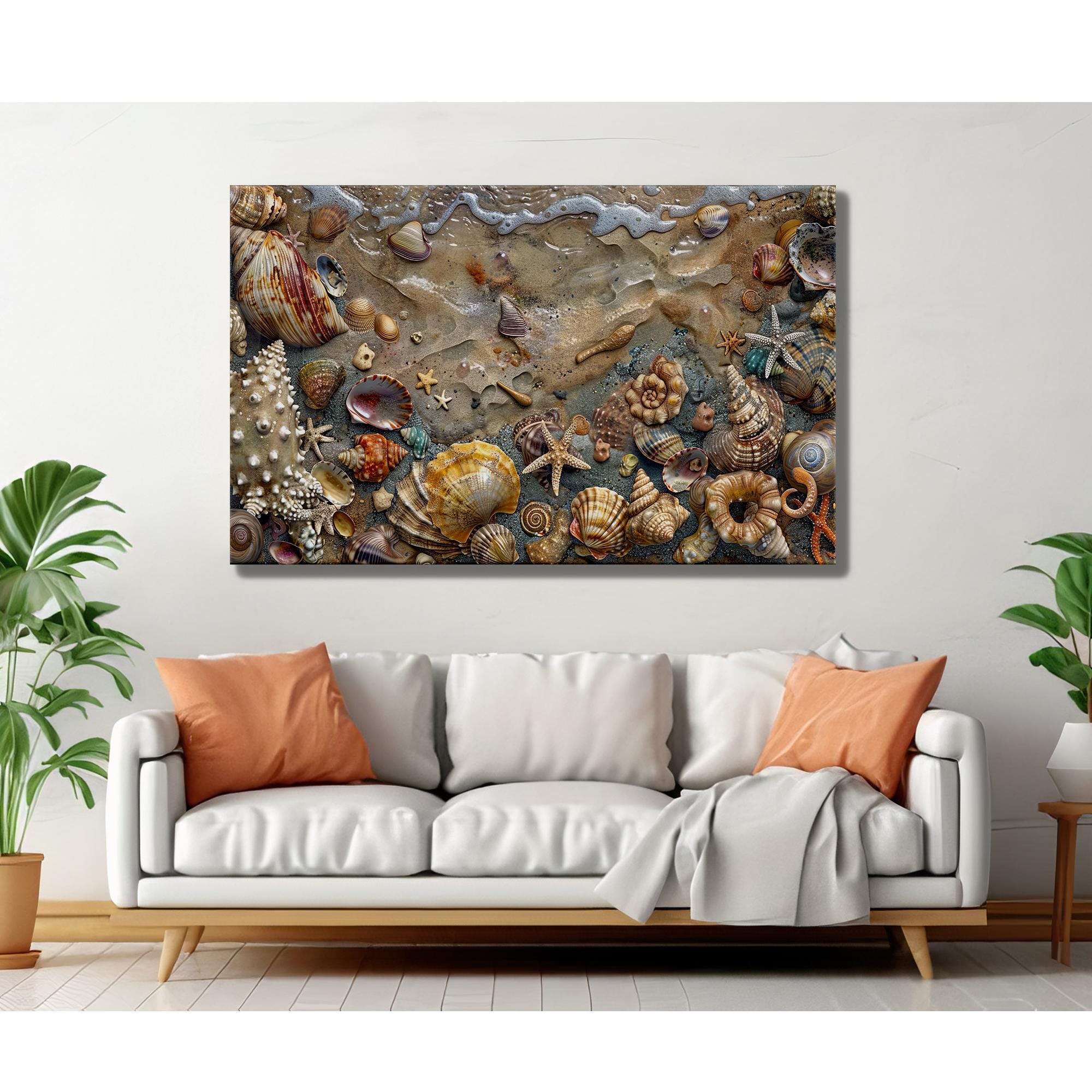 Starfish & Seashell Beach Tempered Glass Wall Art - Modern Coastal ...