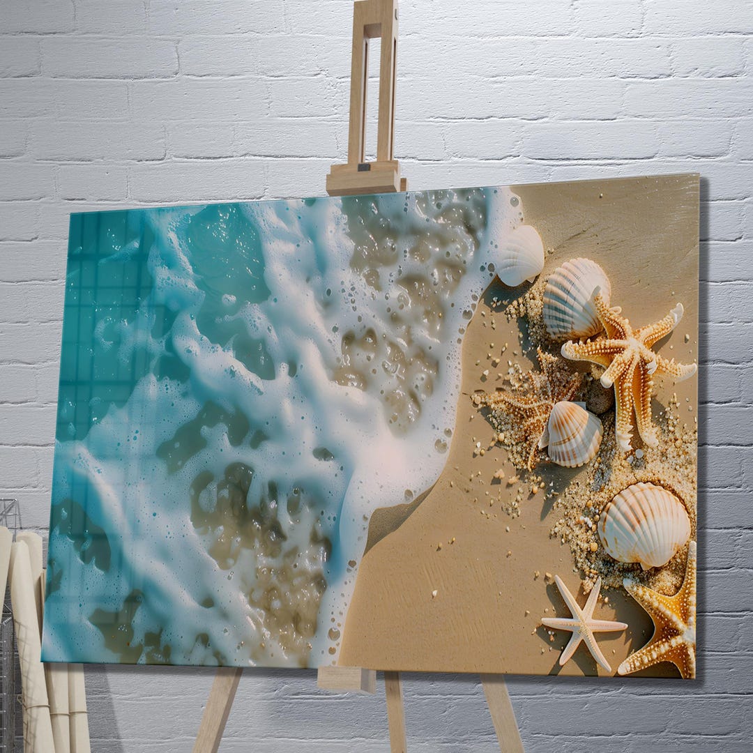 Seashell Shoreline Tempered Glass Wall Art – Coastal Beach Decor - Etsy