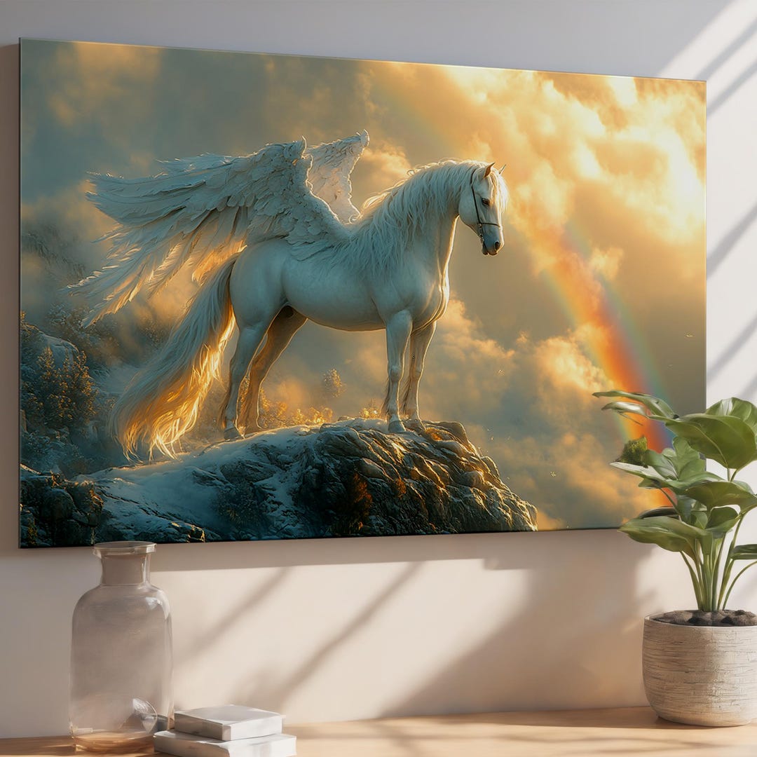 Pegasus Tempered Glass Wall Art – Winged Horse Fantasy Decor - Etsy