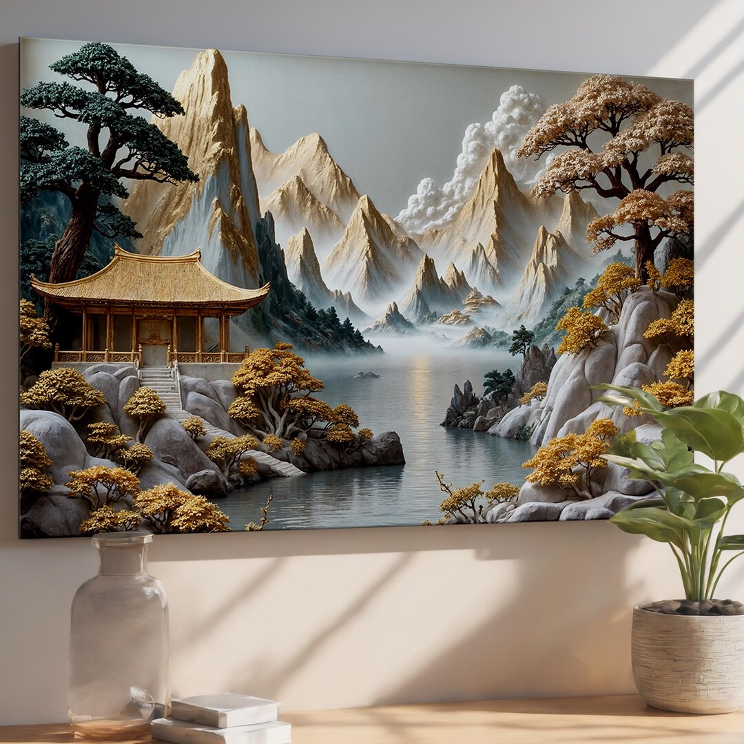 Asian Temple Tempered Glass Wall Art – Panoramic Zen Decor - Etsy