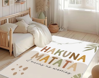 Tapis Hakuna Matata pour enfants, tapis de chambre antidérapant, tapis pour bébé bohème