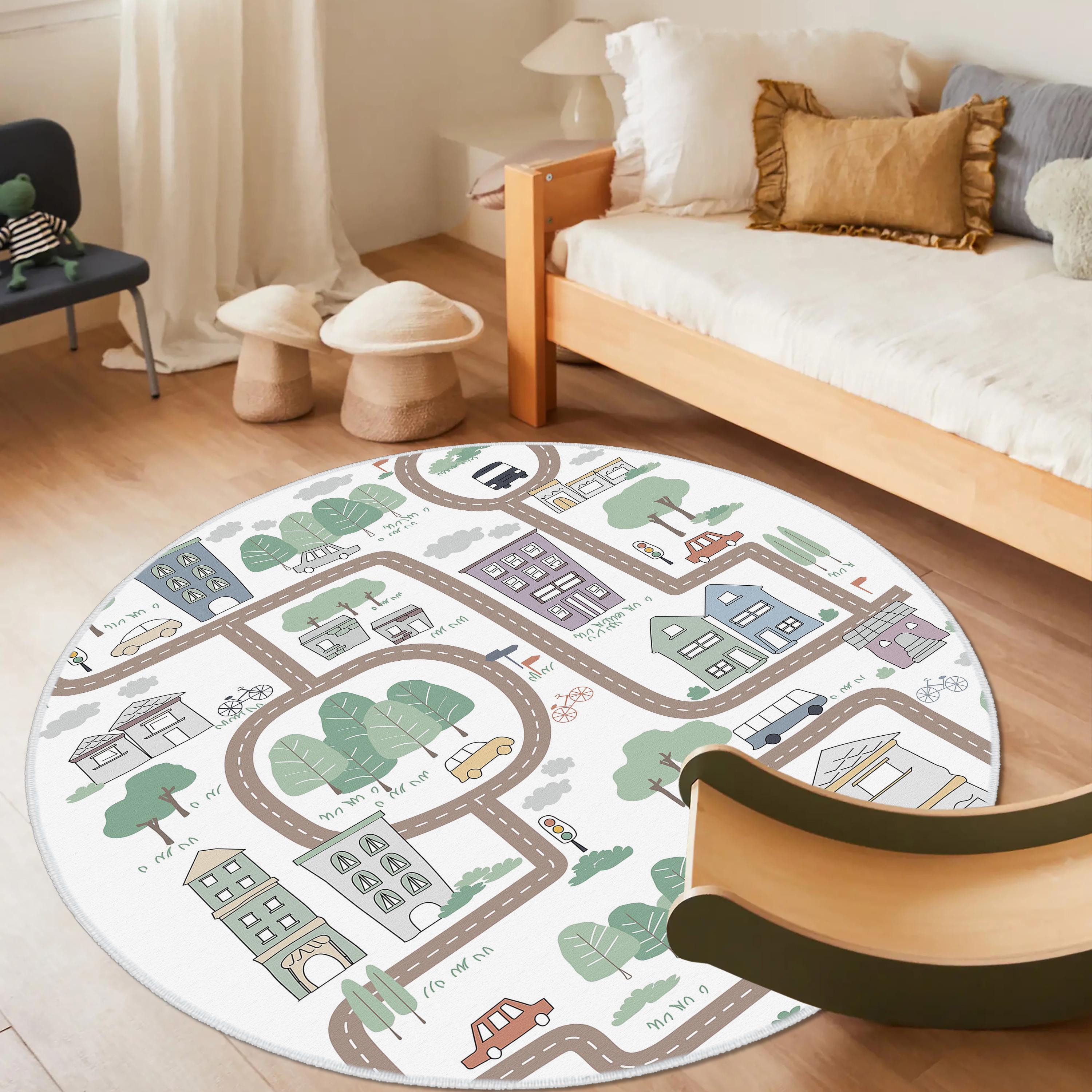 City Road Map Kids Rug, Educational Kids Room Mat, Traffic Cars Nursery ...