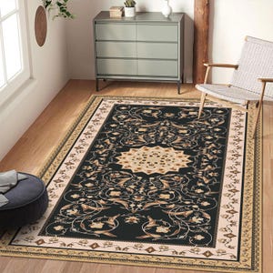 Oriental Vintage Style Medallion Rug, Brown Floral Carpet, Classic Living Room Rug image 7