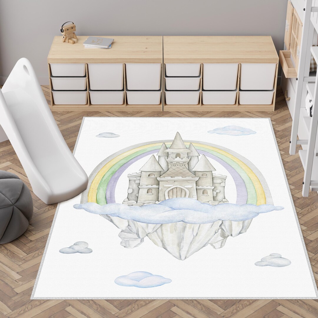 Fairy Tale Nursery Rugs, Pastel Children's Room Carpet, Montessori Baby ...