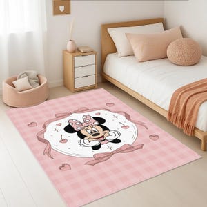 Minnie Maus Kinderteppich, Rosa Herz Muster Baby Teppiche, Minnie Design Teppich fürs Kinderzimmer