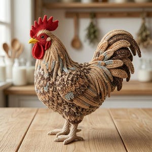 Realistic Amigurumi Rooster Crochet Pattern PDF | Farmhouse Chicken Plush Pattern | Cute Hen Toy Crochet Tutorial | Chubby Chicken Amigurumi