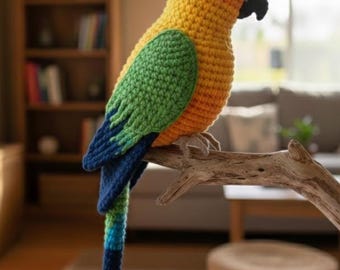 Crochet Scarlet Macaw Pattern PDF: Amigurumi Parrot Tutorial