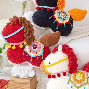 Patron de cheval au crochet PDF - poney amigurumi, écusson mandala dans le dos (téléchargement numérique)