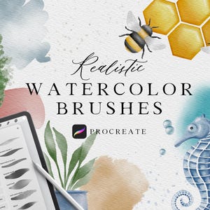 Realistic watercolor procreate brushes - Procreate watercolour bundle - Textured paper - Digital art