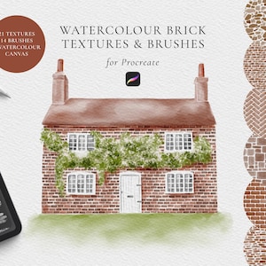 Watercolor brick procreate textures and brushes - Procreate watercolour brick wall bundle - House portrait texture brush - Digital art