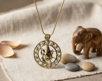 Naszyjnik z wisiorkiem Lord Ganesha w kolorze złotym, biżuteria z hinduskim bogiem Ganesha, duchowy naszyjnik Ganpati, prezent do medytacji dla niej i dla niego