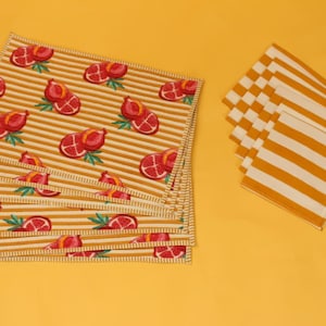 Cotton Placemat Set of 12 Pieces | 6 Quilted Table Mats & 6 Matching Napkins