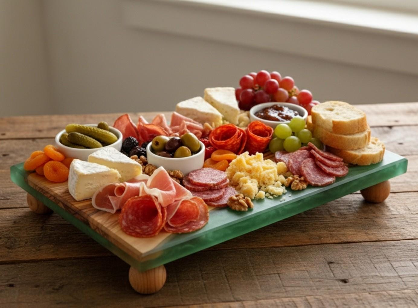 Planche à Charcuterie En Bois Avec Couteaux - Format Carré 24x12 Cm, Idéale Pour Apéritif, Cadeau