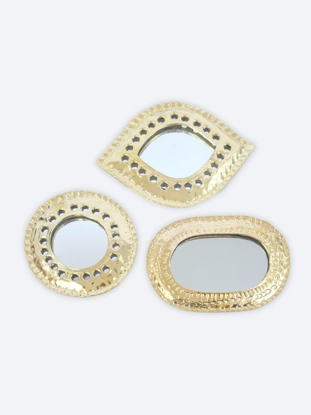Mini Mixed Finish Brass Mirrors - Set of 3 (eye, Circle & Oval) - Etsy