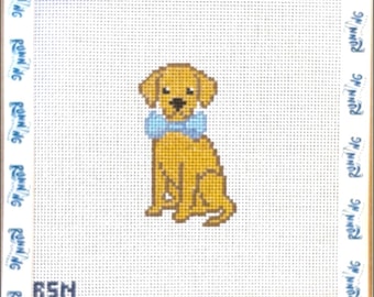 Golden Retriever with Bowtie Needlepoint Canvas - 18 Mesh