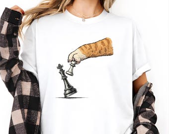 Cat Knocks Down King Chess Shirt, No Kings Tee, Pawn Overthrows King Tee, Anti Authority Protest Shirt, Democracy Resist Gift for Cat Lovers