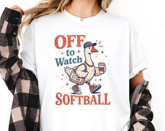 Off To Watch Softball Gans T-Shirt, lustiges Softball Mama T-Shirt, Spieltag Shirt, Sport Spaß Humor Geschenk, süßes Softball Liebhaber Grafik T-Shirt