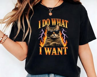 I Do What I Want Cat Shirt, Funny Cat Lover Gift, Cool Cat Sunglasses Tee, Sassy Kitty Graphic Shirt, Cat Mom Gift