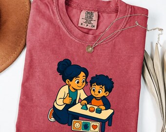 T-Shirt mit Wohlfühlmotiven für pädagogische Hilfskräfte, Geschenk für pädagogische Fachkräfte im Bereich Sonderpädagogik, T-Shirt für inklusive Klassenzimmer