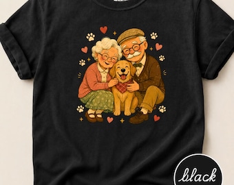 T-Shirt mit Hundemotiven für Großeltern, Oma-Opa-Shirt für Tierliebhaber, Geschenk zum Großelterntag, T-Shirt für Familienpaare mit Hunden