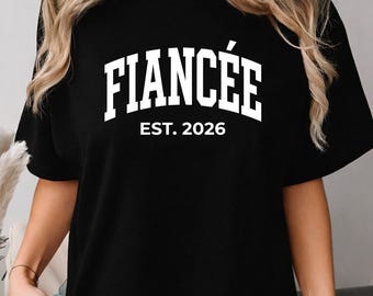 Benutzerdefiniertes Verlobten-Verlobten-Shirt mit Jahreszahl, Verlobungsgeschenk für Paare, passendes Braut-Bräutigam-T-Shirt, personalisiertes Hochzeitsshirt, zukünftige Ehemann-Frau