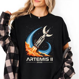 Camiseta Artemis II 2026, Camiseta de la futura misión lunar, Camiseta de exploración espacial, Regalo de astronomía, Camiseta del programa de misiones lunares