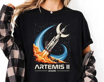 Artemis II 2026 Shirt, Zukunft Mond Mission T-Shirt, Weltraum Exploration Shirt, Astronomie Geschenk, Lunar Mission Programm T-Shirt