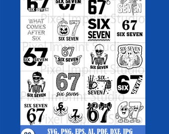 Six Seven 6 7 Meme SVG Bundle | Funny Skeleton Hands Clipart (Instant Download)