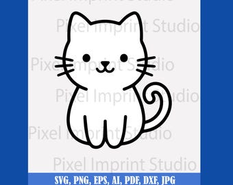Simple Cat SVG PNG | Minimalist Cut Design | Cricut Silhouette Craft File