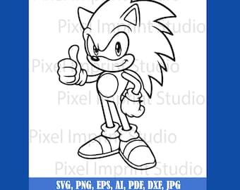 Sonic Thumbs Up SVG | Cartoon Clipart, Kids T-Shirt (Digital Download)