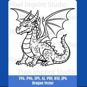 ドラゴンイラスト 白黒バンドル 1 36 デジタル Ai 線画 PNG-SVG