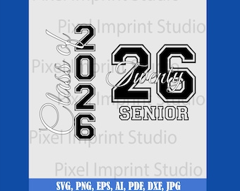 Arquivo de corte SVG PNG para a turma de 2026 | Formatura do Ensino Médio 2026 | Design para sublimação Cricut