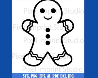 Gingerbread Man SVG PNG | Christmas Cookie Cut File (Digital Download)