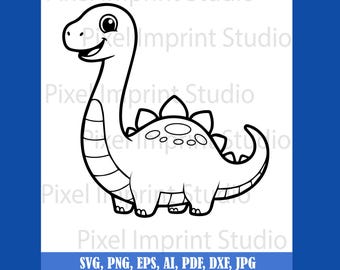 かわいい恐竜SVG PNG | Cricutとステッカー用のミニマリスト恐竜クリップアート
