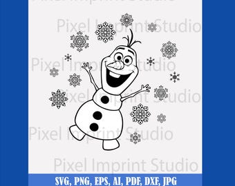 Happy Olaf Snowman SVG PNG | Bold Winter Design | Snowman T-Shirt Cricut Cut File