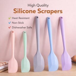 Silicone Kitchen Spatula Heat Resistant Non Stick Baking Spatula for Cooking Mixing and Scraping