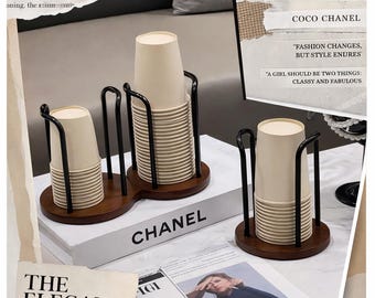 Wooden Disposable Cup Holder | Coffee Cup Organizer Stand | Modern Kitchen & Coffee Bar Storage | Minimal Home Decor