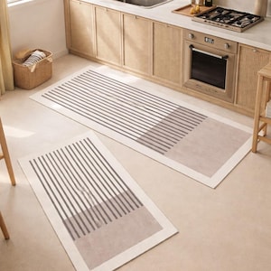 Kitchen Runner Rug Washable Non Slip Minimalist Modern Floor Mat Neutral Kitchen Carpet Long Rug for Kitchen Sink Hallway