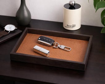 Leather Tray Organizer Woven Texture Catchall Tray for Jewelry Keys Watch Desk Decor Minimalist Home Storage Tray