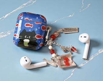 Cat Fish Airpod Case, Fish Charm Airpod Case, For Airpod 1 2 3 4, Airpod Pro & Pro 2