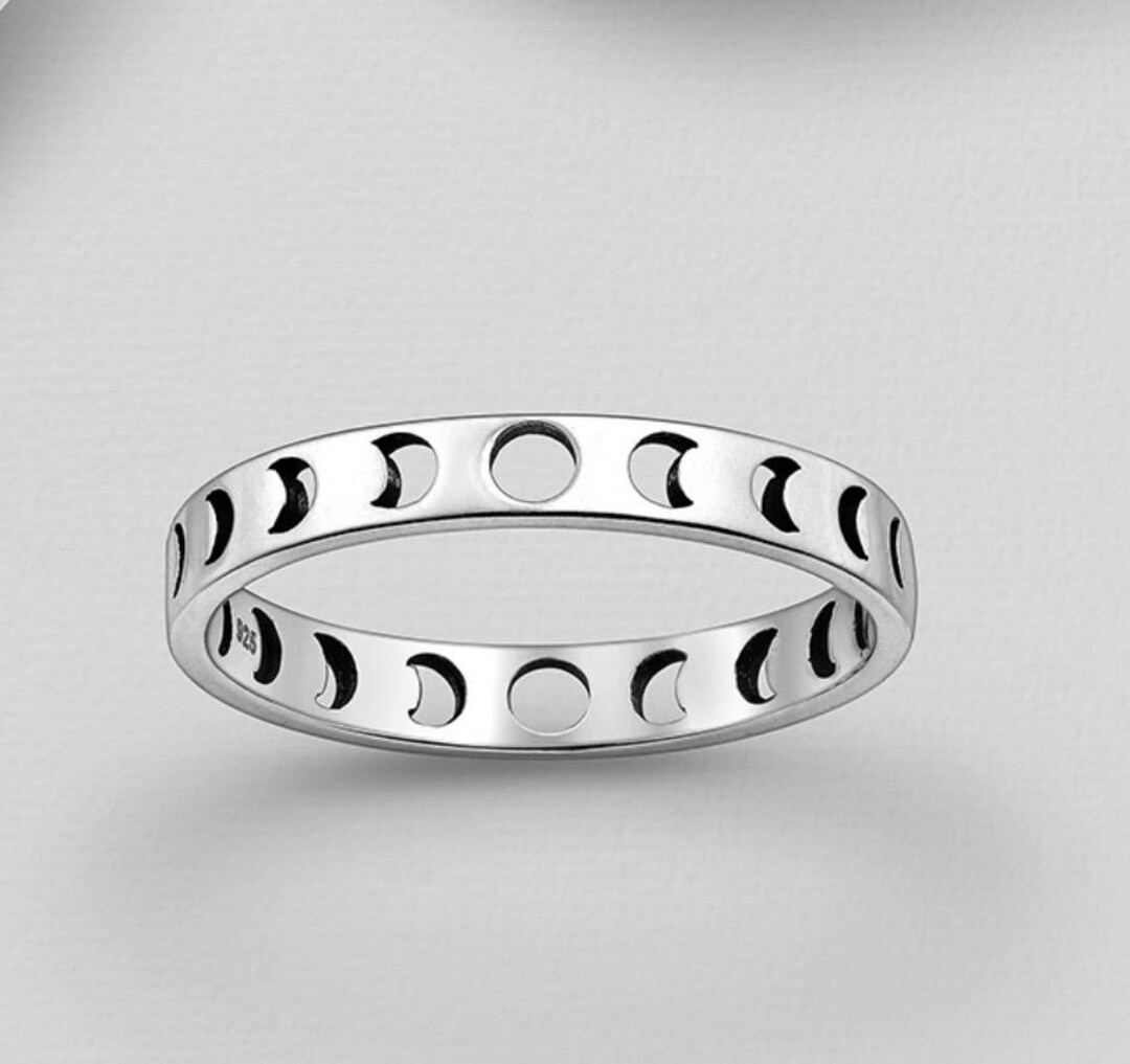 Sterling Silver Moon Phases Ring - Etsy